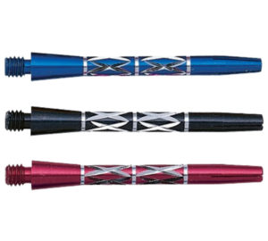 Three different colored darts are shown together.