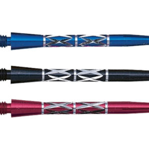 Three different colored darts are shown together.