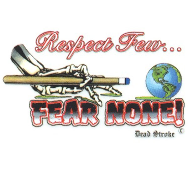 A picture of a t-shirt with the words " fear none !" on it.